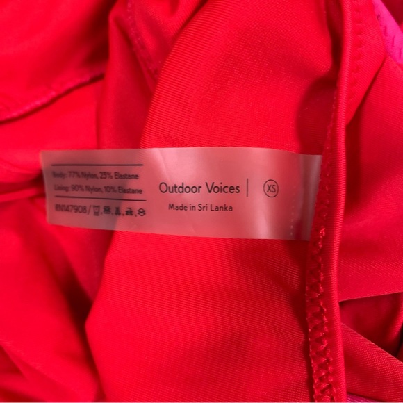 Outdoor Voices Red Pink Colorblock One Piece Swimsuit Stretch Swimwear XS - Picture 5 of 5